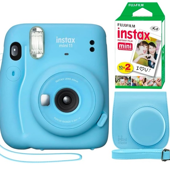 Fujifilm Instax Mini 11 Polaroid Instant Camera Bundle - Sky Blue.